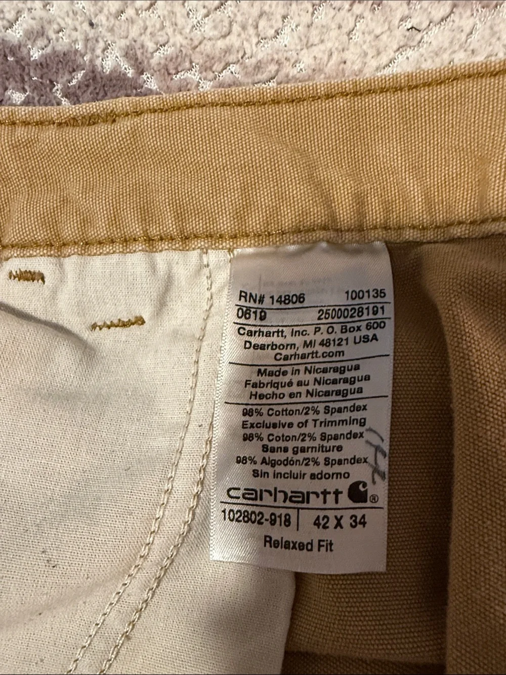 Carhartt Men’s Brown/Tan Cargo Work Pants - Rugged Utility Trousers(Irregular)